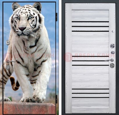 Стальная дверь с фотопечатью тигра ДФ-12 в Челябинске