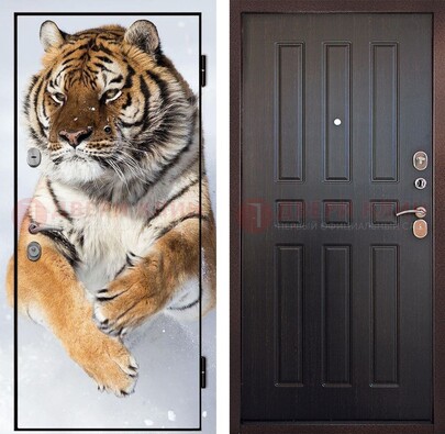 Металлическая дверь с фотопечатью тигра ДФ-1 в Челябинске