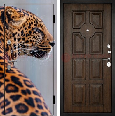 Металлическая дверь с фотопечатью леопарда ДФ-26 в Челябинске