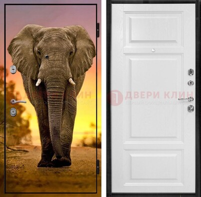 Металлическая дверь с фотопечатью слона ДФ-30 в Челябинске