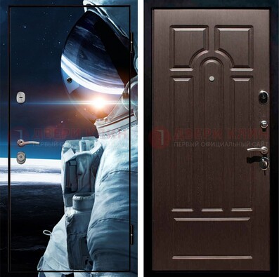 Стальная дверь с фотопечатью космонавта ДФ-4 в Челябинске