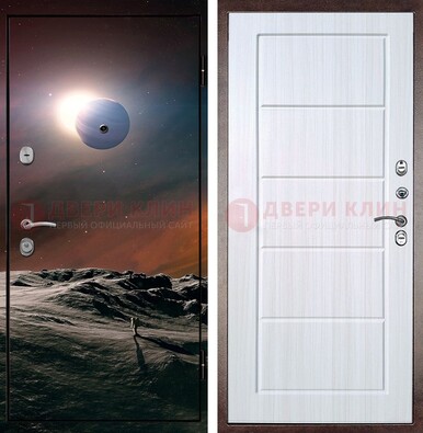 Стальная дверь с фотопечатью планет ДФ-8 в Челябинске