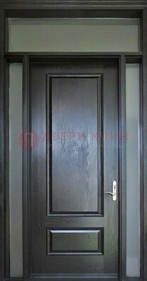 Черная металлическая дверь с фрамугами и стеклом ДФГ-24 в Челябинске