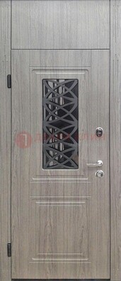 Металлическая дверь Винорит стекло и ковка с фрамугой ДФГ-33 в Челябинске