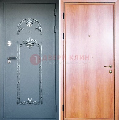Железная дверь с ковкой ламинат внутри ДК-11 в квартиру в Челябинске