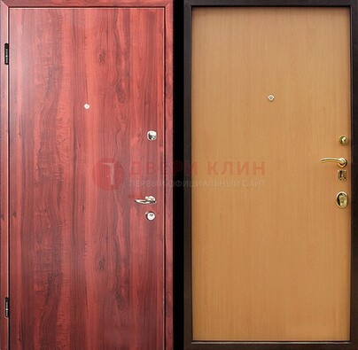 Красная железная дверь с ламинатом ДЛ-3 в Челябинске