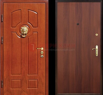 Оранжевая стальная дверь с МДФ ламинат внутри ДМ-18 в квартиру в Курске