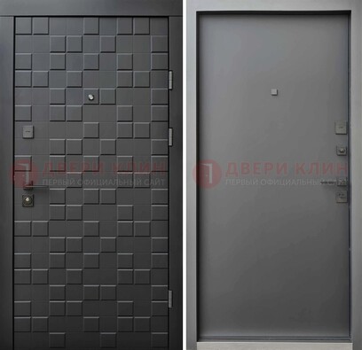 Темная стальная филенчатая дверь с МДФ ДМ-221 в Челябинске