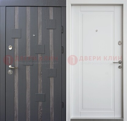 Темная металлическая дверь c белом МДФ внутри ДМ-231 в Челябинске