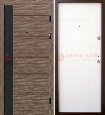 Коричневая входная дверь с черной вставкой МДФ ДМ-239 в Челябинске