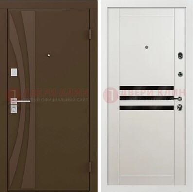 Стальная коричневая дверь с МДФ панелями ДМ-293 в Челябинске