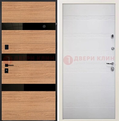 Металлическая темная дверь с МДФ в цвете Итальянский орех ДМ-312 в Челябинске