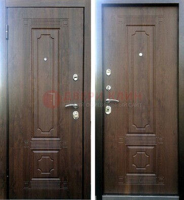 Коричневая металлическая дверь с МДФ ДМ-32 на дачу в Подольске