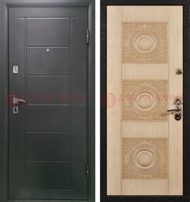 Темная железная дверь с МДФ в квартиру ДМ-344 в Челябинске