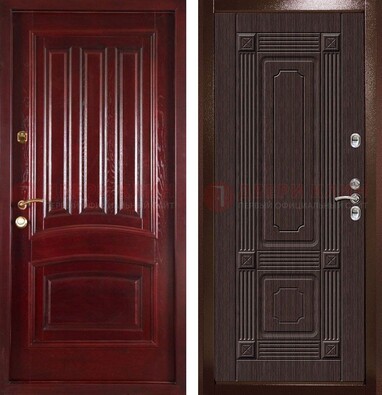 Красная стальная дверь с филенчатой МДФ ДМ-398 в Челябинске