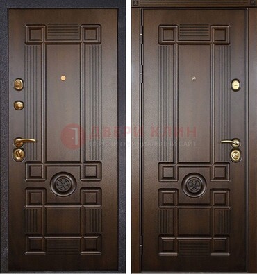 Квартирная коричневая железная дверь с МДФ ДМ-45 в Челябинске