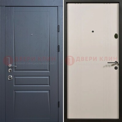 Темно-серая стальная дверь с МДФ хайтек ДМ-481 в Челябинске
