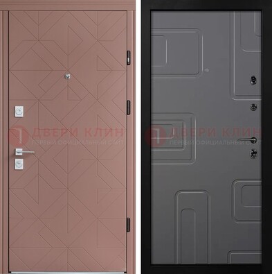 Красная стальная дверь в квартиру с МДФ хайтек ДМ-493 в Челябинске