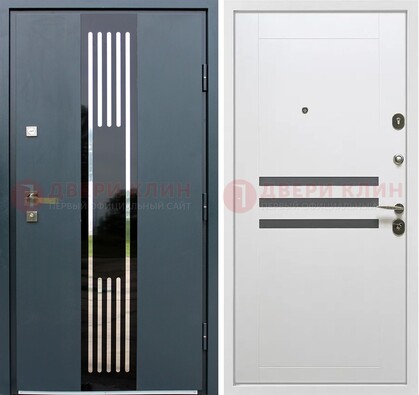 Темная квартирная дверь с разными МДФ ДМ-504 в Челябинске