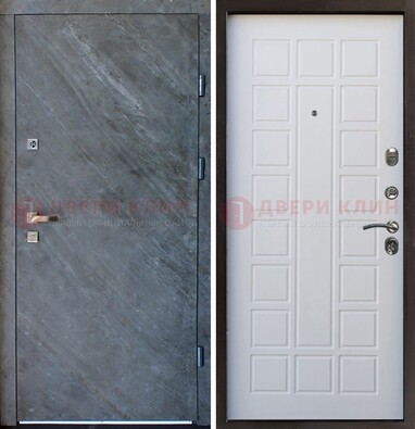 Железная дверь с МДФ серая и белая ДМ-505 в Челябинске