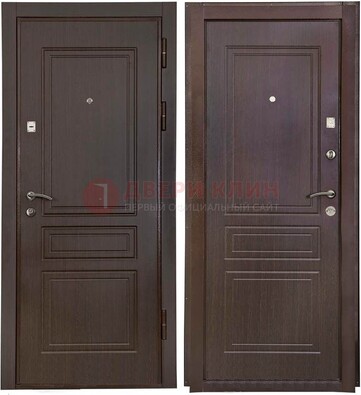 Антивандальная коричневая железная дверь с МДФ ДМ-61 в Челябинске