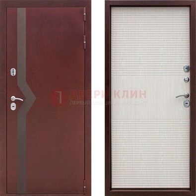 Бордовая металлическая дверь с порошковым напылением ДП-100 в Челябинске