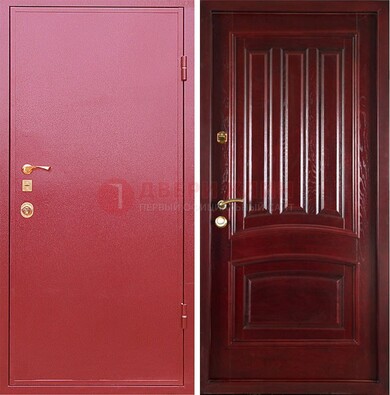Красная металлическая дверь с порошковым напылением ДП-165 в Челябинске