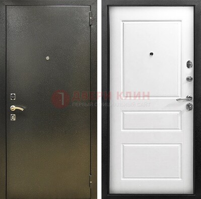 Входная дверь Темное серебро с порошковым напылением и белой МДФ ДП-272 в Челябинске