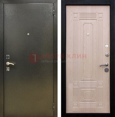 Входная темно-серая дверь с порошковым напылением и МДФ ДП-273 в Челябинске