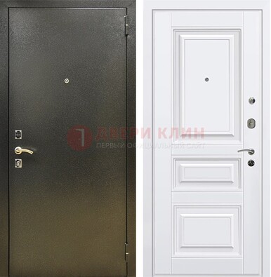 Железная темно-серая дверь с порошковым напылением и белой МДФ ДП-274 в Челябинске