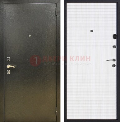Стальная темно-серая дверь с порошковой отделкой и МДФ Белый ясень ДП-279 в Челябинске