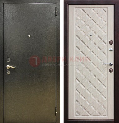 Темно-серая железная дверь с порошковым покрытием и филенчатой МДФ ДП-289 в Челябинске