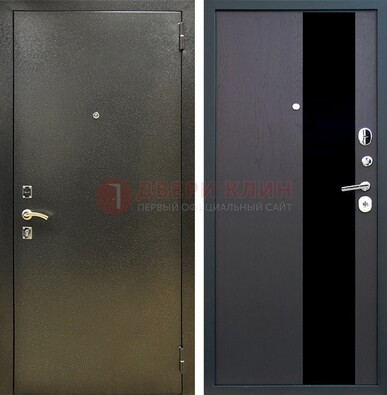 Входная темная дверь с порошковым покрытием и МДФ со стеклом ДП-294 в Челябинске