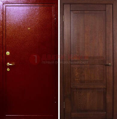 Красная железная дверь с порошковым окрасом ДП-58 в Челябинске