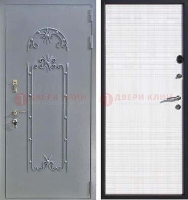 Серая входная дверь с порошковым покрытием ДП-67 в Челябинске