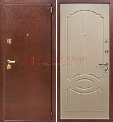 Коричневая металлическая дверь с порошковым окрасом ДП-76 в Челябинске