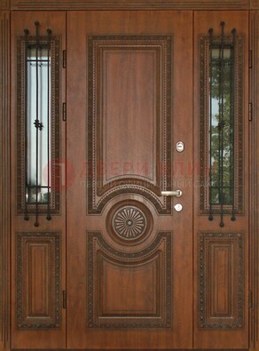 Парадная распашная стальная дверь Винорит со стеклом ДПР-106 в Челябинске