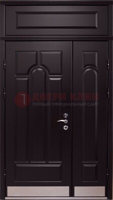 Парадная дверь с металлическими вставками ДПР-47 и фрамугой в Челябинске