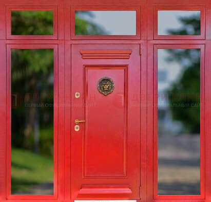 Красная парадная дверь для частного дома ДПР-88 в Челябинске