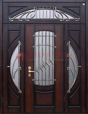 Парадная дверь со стеклянными вставками и ковкой ДПР-9 для улицы в Челябинске