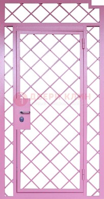 Розовая металлическая решетчатая дверь ДР-15 в Челябинске