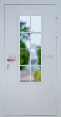 Белая железная дверь порошок со стеклом ДС-31 в Челябинске