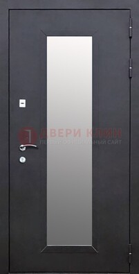 Черная стальная дверь порошок со стеклом ДС-33 в Челябинске
