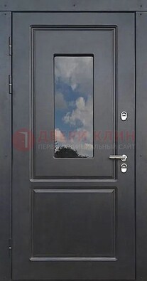Чёрная металлическая дверь со стеклом ДС-77 в Челябинске