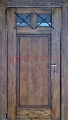 Металлическая дверь с Виноритом со стеклом и ковкой под старину ДСК-209 в Челябинске