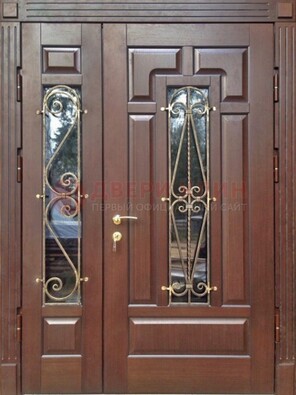 Стальная распашная дверь Винорит стекло и ковка ДСК-274 в Челябинске