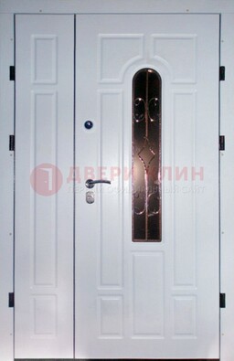 Входная дверь Винорит со стеклом в белом цвете ДСК-277 в Челябинске