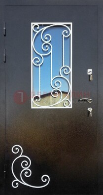 Входная дверь Порошок со стеклом и ковкой ДСК-278 в Челябинске