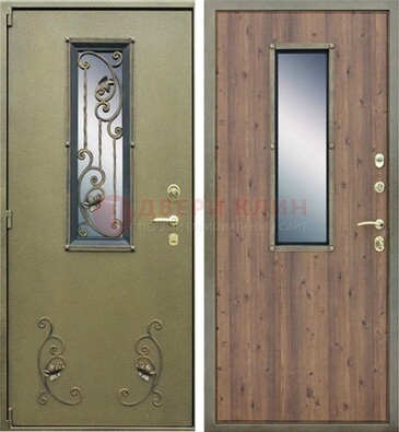 Офисная железная дверь со стеклом и ковкой ДСК-44 в Челябинске