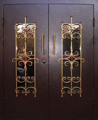 Металлическая дверь с ковкой и остеклением ДСК-49 в Костроме